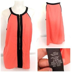 Orange Top Sleeveless With Zipper Sz L